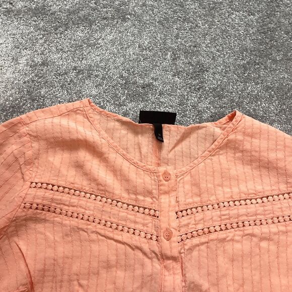 Lane Bryant Button Up Shirt Womens 26 Peach Pink/Orange Long Sleeve Soft Rayon - Picture 4 of 12